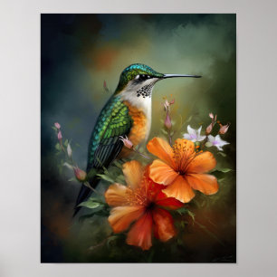 Poster de impresión de Hummingbird Painting Art