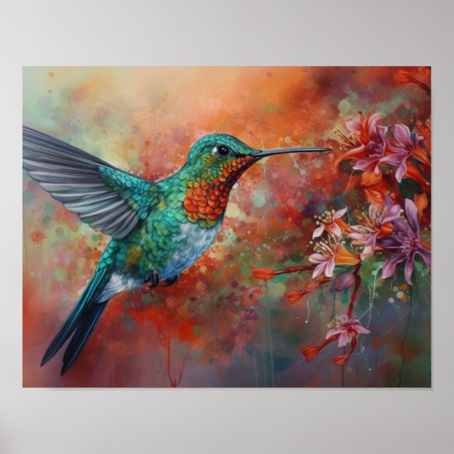 Poster de impresión de Hummingbird Painting Art (Frente)