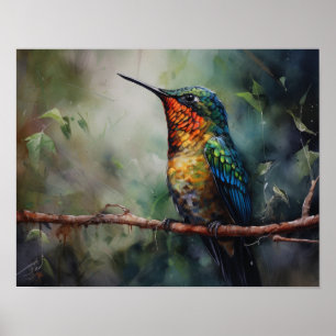 Poster de impresión de Hummingbird Painting Art