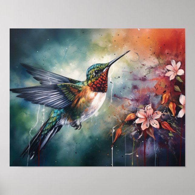 Poster de impresión de Hummingbird Painting Art (Frente)