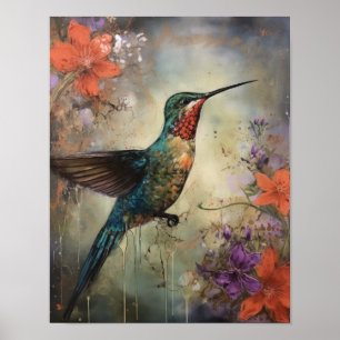 Poster de impresión de Hummingbird Painting Art