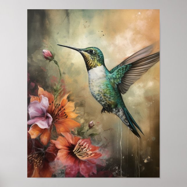 Poster de impresión de Hummingbird Painting Art (Frente)