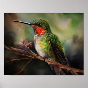Poster de impresión de Hummingbird Painting Art