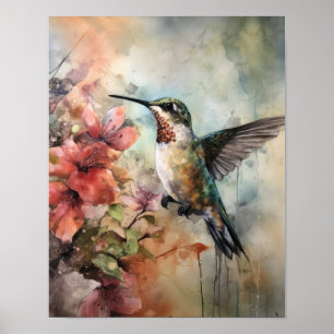 Poster de impresión de Hummingbird Watercolor Art