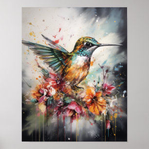 Poster de impresión de Hummingbird Watercolor Art