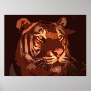 Poster de impresión de la cara del tigre de luz ne