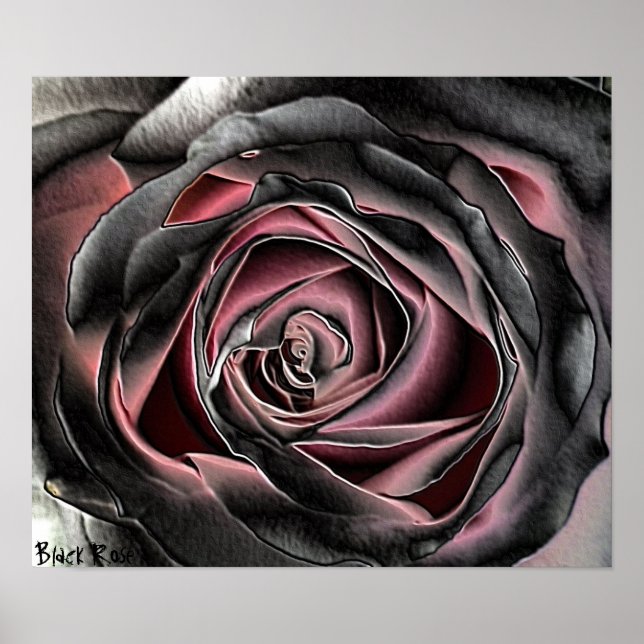 Poster de impresión de lienzo de Rosa negro (Frente)