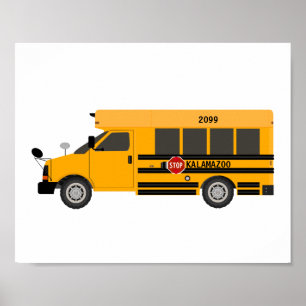 Poster de impresión de niños de autobús escolar