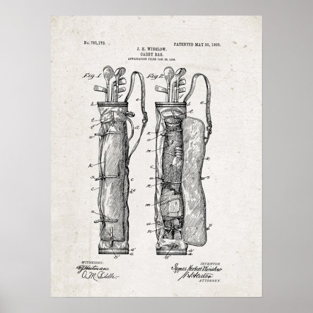 Poster de impresión de patente de Caddy Bag (Frente)