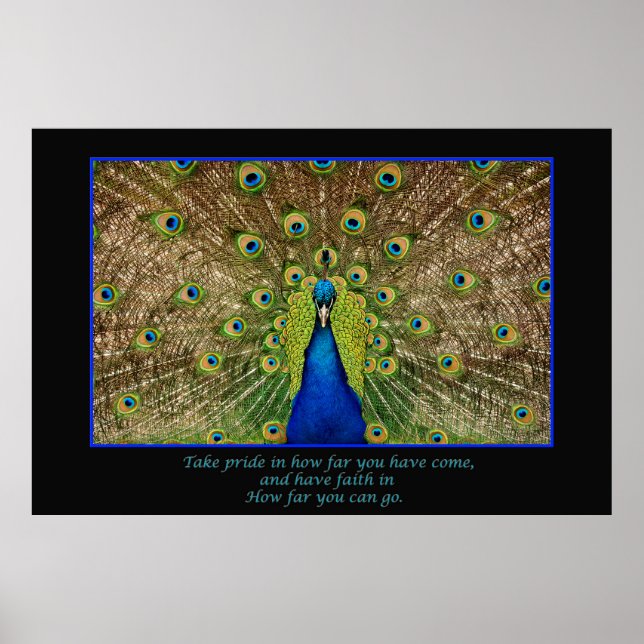 poster de impresión de pavo real inspirador (Frente)