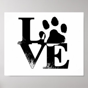 Poster de impresión de paw de amor animal