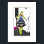 Poster de impresión de placas de moda Art Deco Bru<br><div class="desc">Umberto Brunelleschi disstumes parisiens 1914 Planta de moda Ahora hay un par de amigos finos. Elegante y sofisticado, pero con un toque divertido. Una mujer parisina vestida de la mejor manera del día con un pájaro lavanda de plumaje colgado en su dedo. Maravillosa paleta Art Déco de negro, rosa fucsia,...</div>