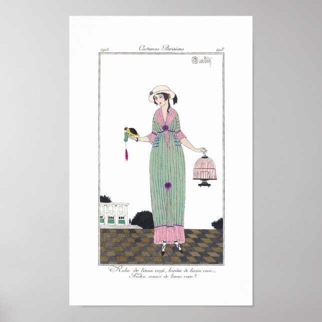 Poster de impresión de placas de moda Art Deco Cha (Frente)