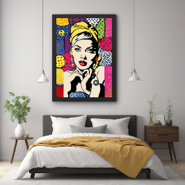 Póster de impresión de retrato de mujer con arte p