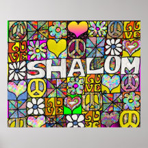 Poster de impresión de Shalom LOVE psicodélico de 