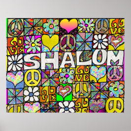 Poster de impresión de Shalom LOVE psicodélico de