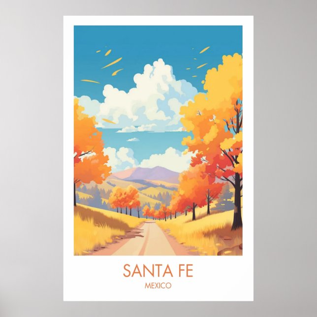 Poster de impresión de viajes de Santa Fe Ciudad d (Frente)