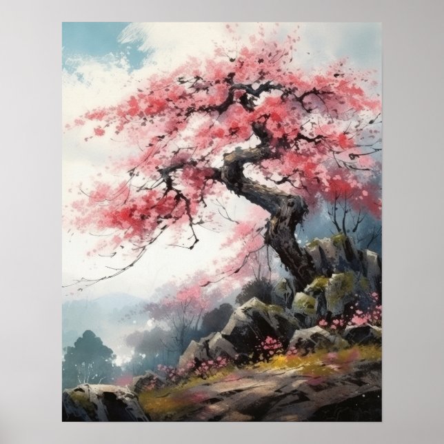 Poster de impresión del arte del cerezo sakura jap (Frente)