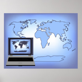 Poster de impresión del mapa mundial de portátiles