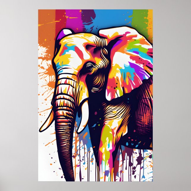 Poster de impresión digital de Elephant WaterColor (Frente)