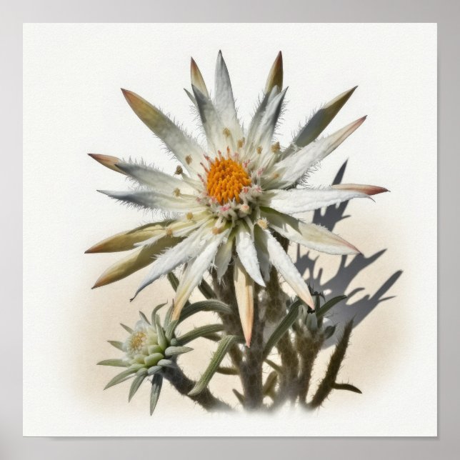 Poster de impresión Edelweiss White Flower Art (Frente)
