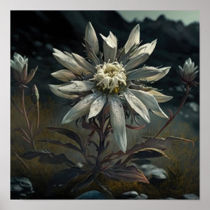 Poster de impresión Edelweiss White Flower Art