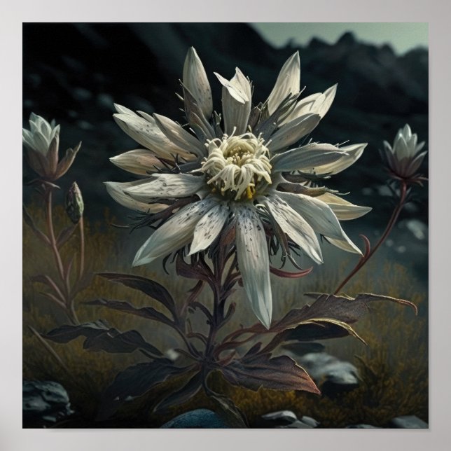 Poster de impresión Edelweiss White Flower Art (Frente)