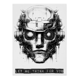 Poster de impresión en negro de Cyberpunk Robot pa