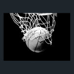 Poster de impresión en red y bolas de baloncesto b<br><div class="desc">Me Encanta Este Juego. Deportes populares - Imagen de la pelota de baloncesto en blanco y negro.</div>