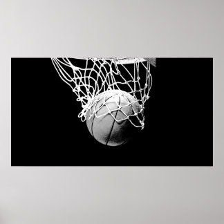 Poster de impresión en red y bolas de baloncesto d