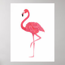 Poster de impresión Flamingo de color de agua rosa