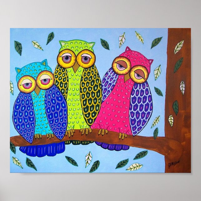 Poster de impresión Folk Art Owl (Frente)