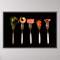 Poster de impresión fotográfica Foods on Forks (Bl
