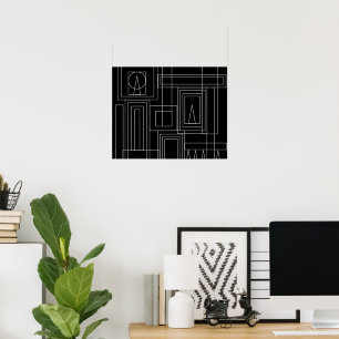 Poster de impresión monocromo Art Deco