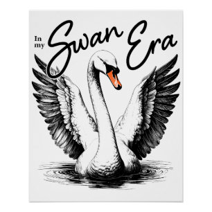 Poster de impresión negra de la era del cisne vint
