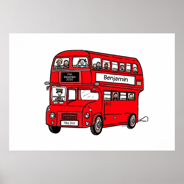 Poster de impresión Red Double Decker London Bus B (Frente)