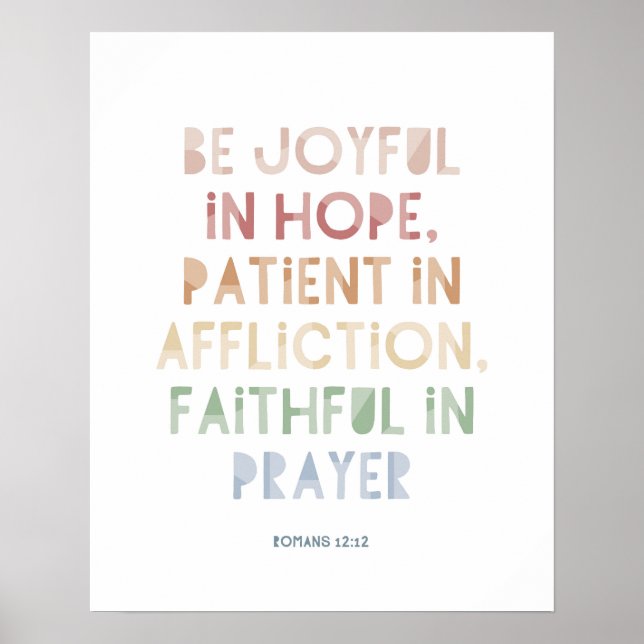 Póster de impresión Romans 12:12 Alégrate en la Es (Frente)