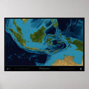 Póster de impresión satelital de Indonesia