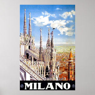 Poster de impresión único de viaje de Milano de Vi