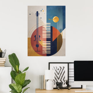 Póster de Instrumentos de Jazz Abstracto de Mitad