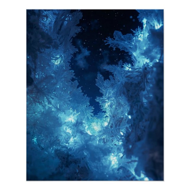 Póster de invierno Lumineo blanco y azul (Anverso)