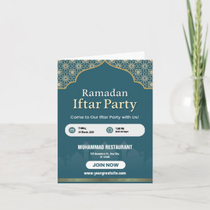 Póster de Invitación de Iftar de Ramadan Azul, Bla
