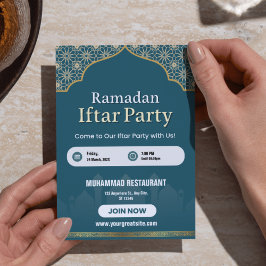 Póster de Invitación de Iftar de Ramadan Azul, Bla