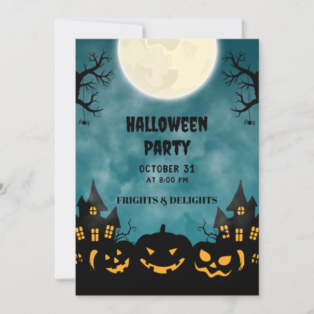 Poster de invitaciones a fiesta de Halloween con f (Anverso)