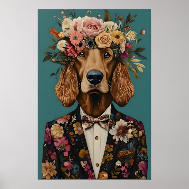 Póster de Irish Setter con Traje, Irish Setter (Frente)