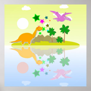 Póster de Isla de Dinosaurios Tropicales