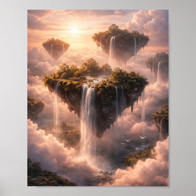 Póster de Islas Flotantes Cielo Cataratas (Frente)