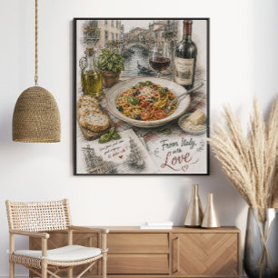 Póster de Italia, con Amor Pasta Veneciana