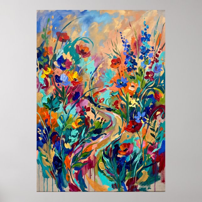 Póster de jardín de flores silvestres coloridas (Frente)