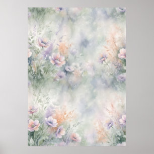Póster de jardín de flores silvestres lavanda past